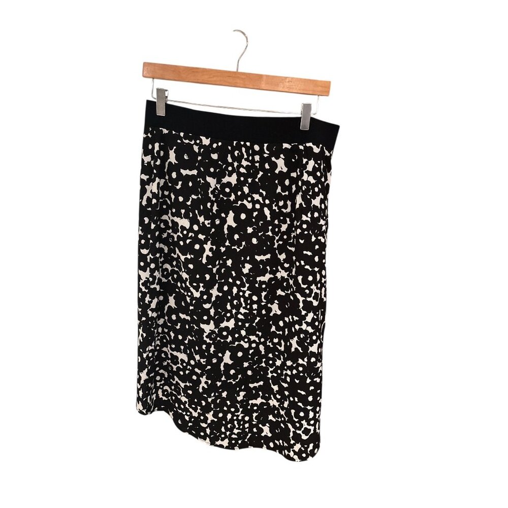 Cabi Womens Black & White Abstract Print Midi Skirt Size M Polyester Blend Elast